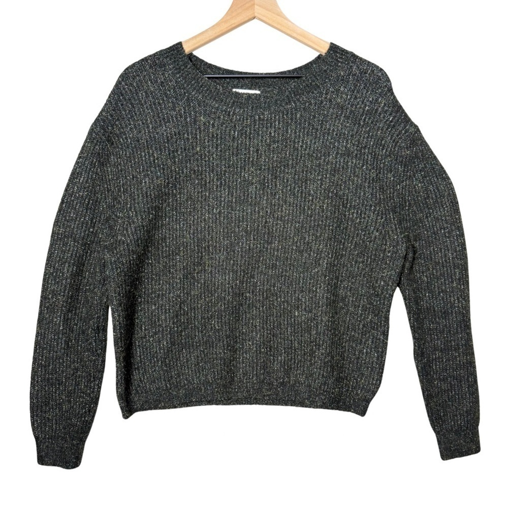 BP. Brand Womens Acrylic Knit Crew Neck Sweater Green Shimmer size M